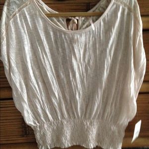 NWT Free People Sheer Bow Back Banded Top Sz XS